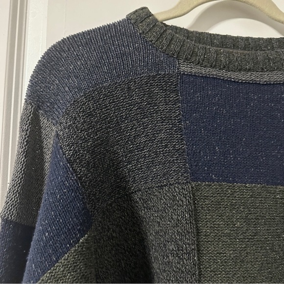 Vintage David Taylor Gray Green Blue Checkered Crewneck Sweater Men’s Size XL - Picture 3 of 12